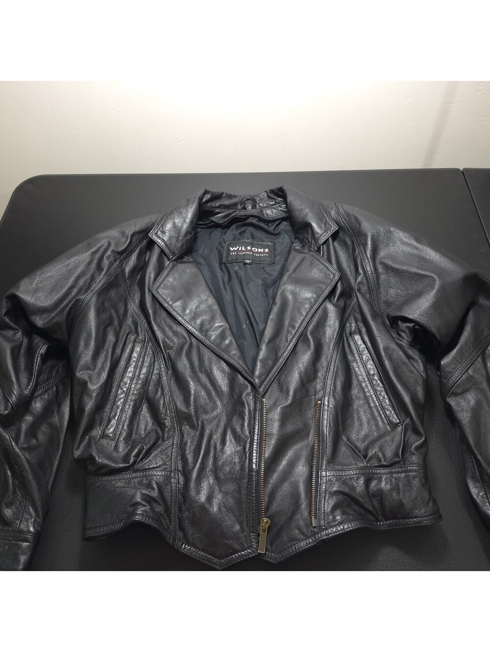 Wilsons Leather Y2K Corset Back Lace Up Moto Jacket Sz M